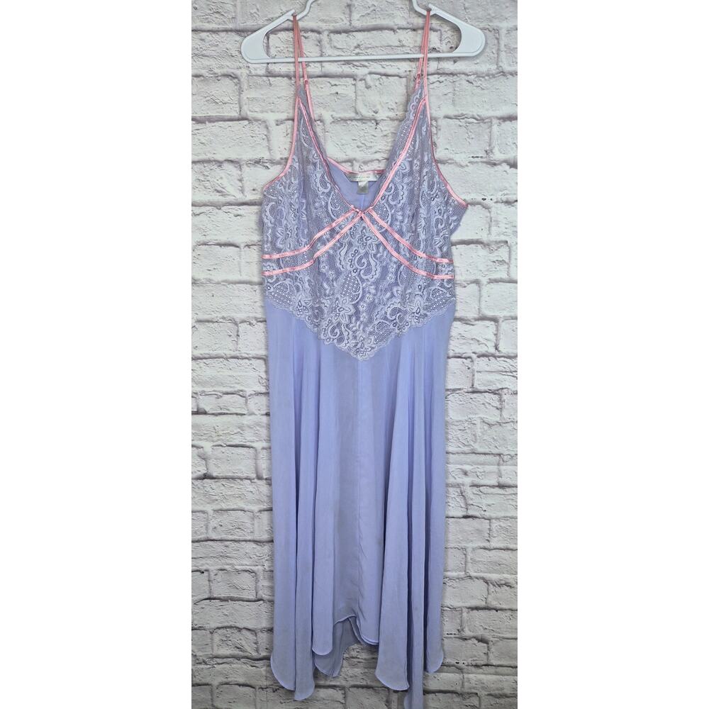 Cacique Sexy Sensual Slip Dress Nightgown 18/20 Purple Pink Lace Maxi fairycore